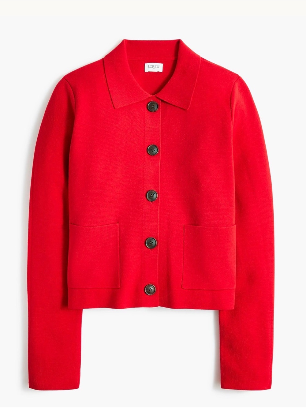 J. Crew Red Button-Front Knit Jacket